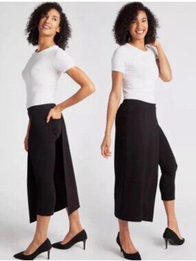 NWOT Betabrand Sassiest Yoga Pants Size Medium Black Faux Wrap Skirt Athleisure